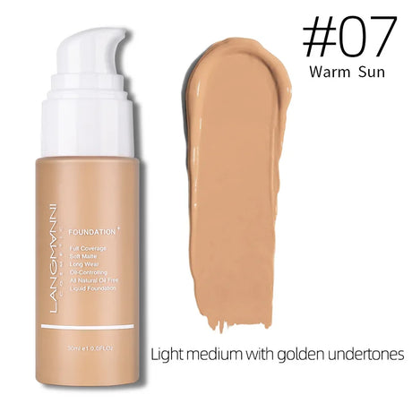 Langmanni 30ml Matte Face Foundation Cream Waterproof Liquid Foundation Oil Control Cover Base Concealer Makeup Cosmetics