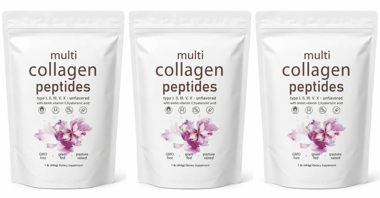 Multi Collagen Peptides Powder 454g Unflavored Collagen Blend with Vitamin C Biotin Hyaluronic Acid Skin Hair Nails Support