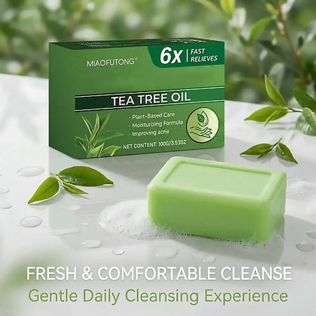 Natural Tea Tree Oil Cleansing Bar Face Body Soap for Acne Relief Moisturizing Skin Care Plant-Based Bath Soap 100g