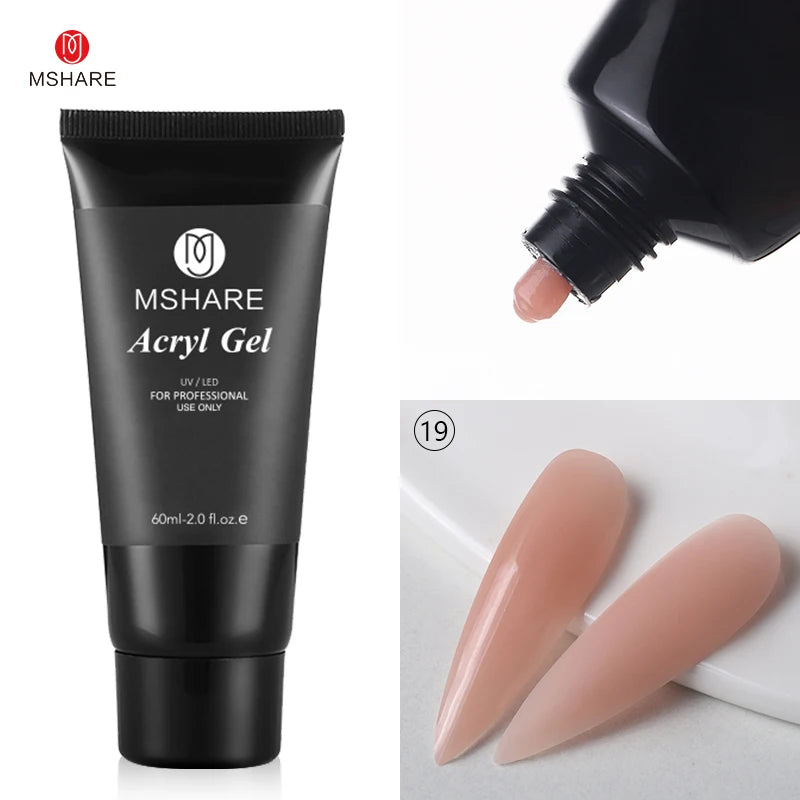 MSHARE Poly Nails Acryl Gel 60ml Builder UV Led Acrylgel Nails Extensions Acrylic Pink White Clear Acrylatic Hema Tpo Free Gel