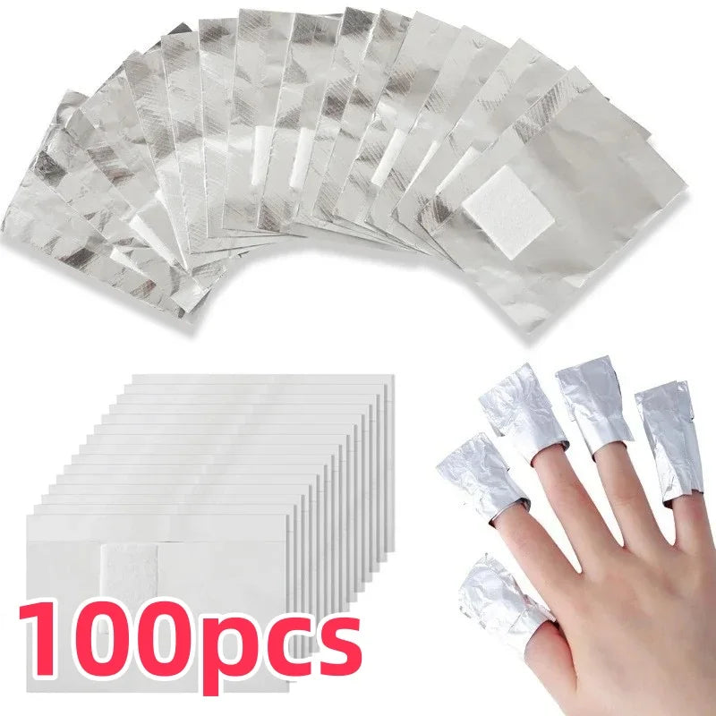 50/100/200/500Pcs Bag Aluminium Foil Nail Art Soak Off Polish Nail Removal Wraps Towel Gel Remover Manicure Tools