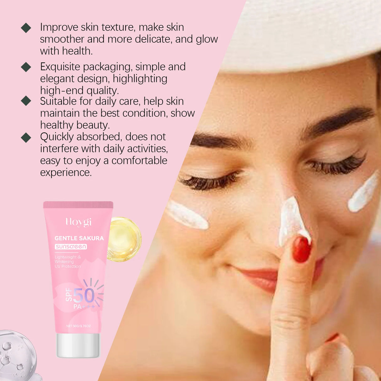 Cherry Blossom Sunscreen Cream Spf 50+ Long-Lasting Anti UV Anti-Aging Anti Oxidant Oil Control Non-greasy Waterproof Sunblock