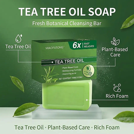 Natural Tea Tree Oil Cleansing Bar Face Body Soap for Acne Relief Moisturizing Skin Care Plant-Based Bath Soap 100g