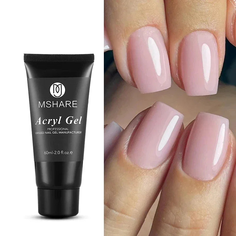 MSHARE Poly Nails Acryl Gel 60ml Builder UV Led Acrylgel Nails Extensions Acrylic Pink White Clear Acrylatic Hema Tpo Free Gel