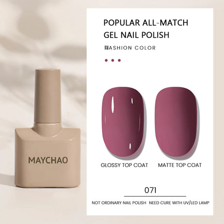 MAYCHAO Gel Nail Polish 12ML Full Coverage Base Top Coat Soak Off Gel Polish UV LED Gel Semi Permanent Varnishes Design Nail Art