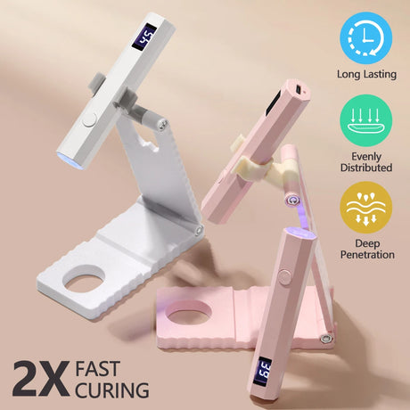 LULAA Cordless Nail Lamp with Stand Handheld UV Light with LCD Display for Gel Nails Rechargeable USB Nail Dryer for Fast Curing