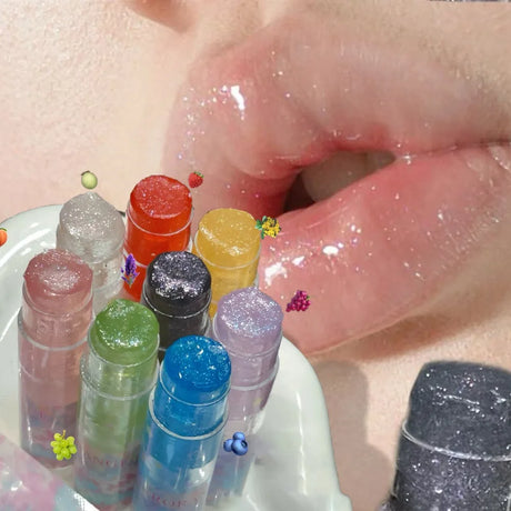 Fruit Jelly Shimmer Color-Change Lip Balm Hydrating Moisturizer Tinted Lip Care for Plump Juicy Lips Water Gloss Lipstick Makeup