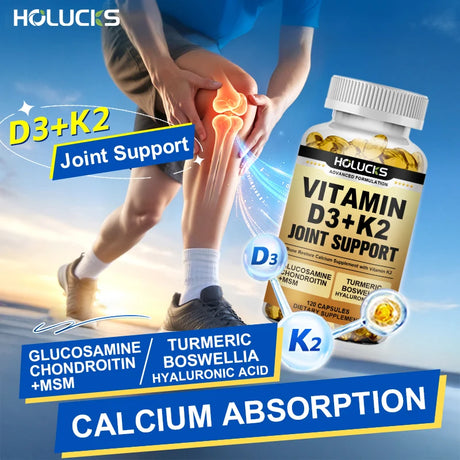 Advanced Vitamin D3 K2 Joint Support Supplement, for Heart & Bone Health, Cardiovascular & Immune Support, Calcium Absorption