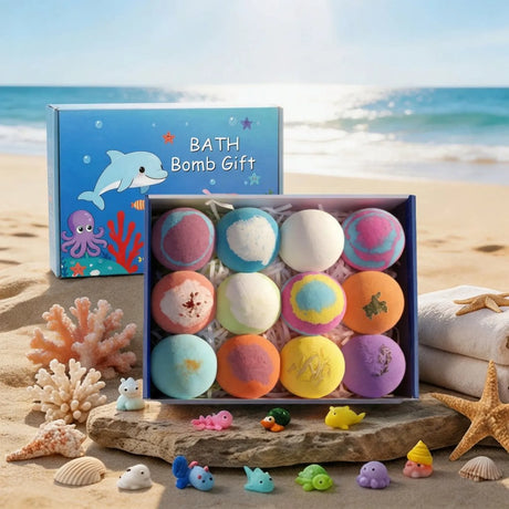 6-12PCS Bath Bombs Surprise Toy Inside Bath Bombs Natural Mega Bubbles Ocean Theme Skin Friendly Set Birthday Gift