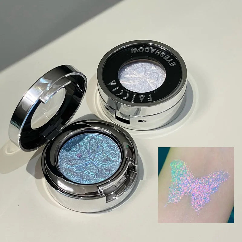 3D Butterfly Embossing Chameleon Eyeshadow Monochrome Metallic Changing Shiny Glitter Blue Purple Highlight Eye Makeup Festivals