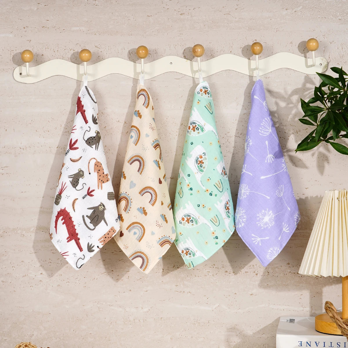 Elinfant 4PCS Baby Face Towel 100% Cotton Crepe Cloth Washcloth Soft Cozy Cloth Wipes Infant Burp Cloth