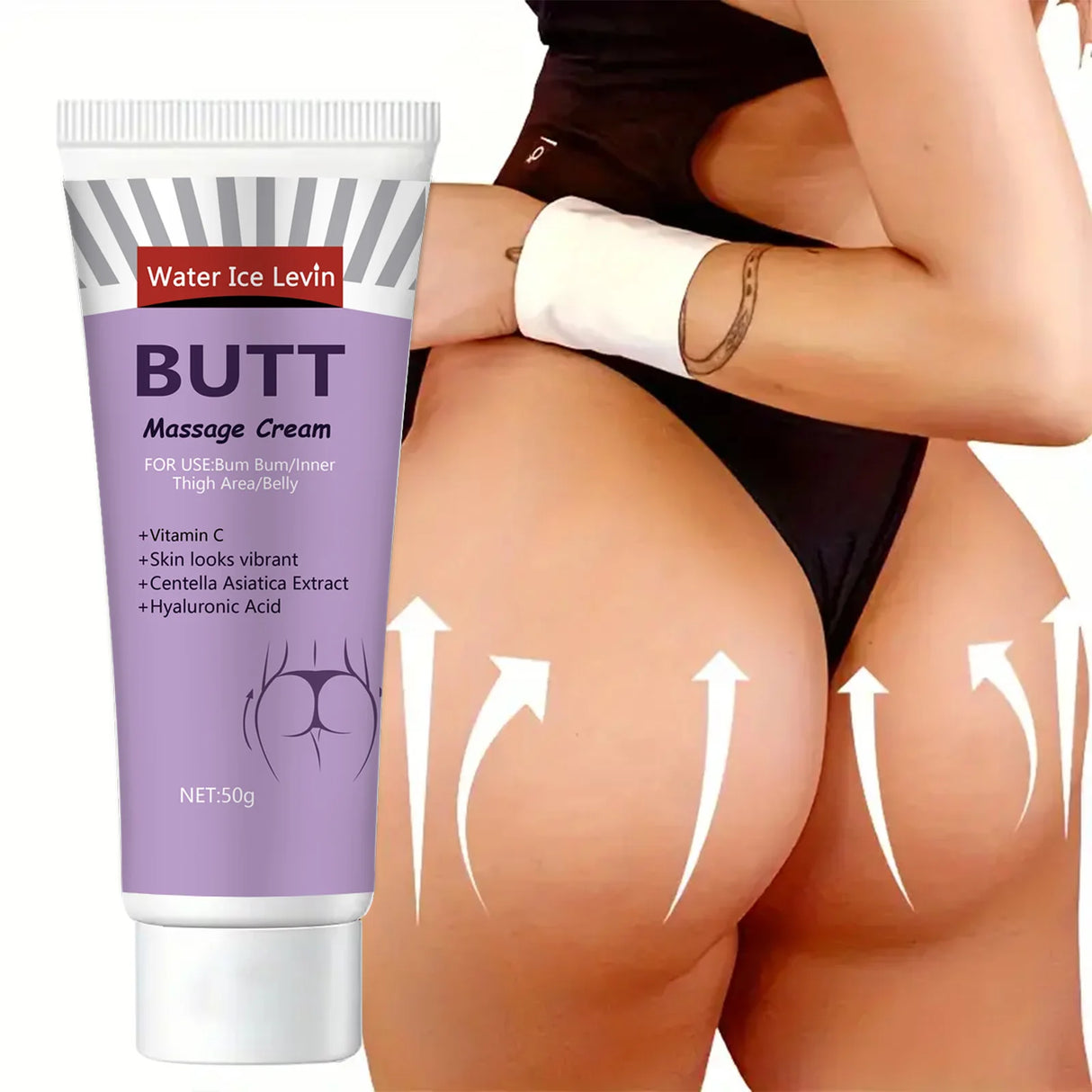 Hip cream with glycerin, vitamin C and hyaluronic acid for all skin types