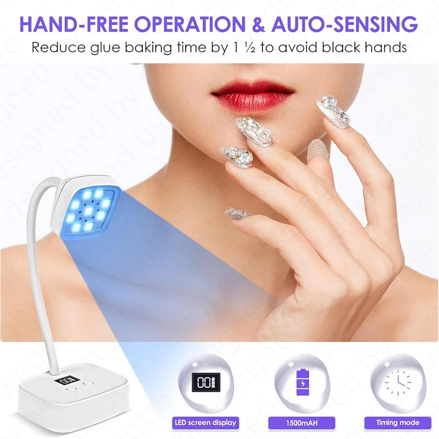 Rechargeable Sun UV Led Nail Lamp Professional UV Light for Gel Nails, Mini Nail Dryer LED UV Light Lamp for Nail Art Salon
