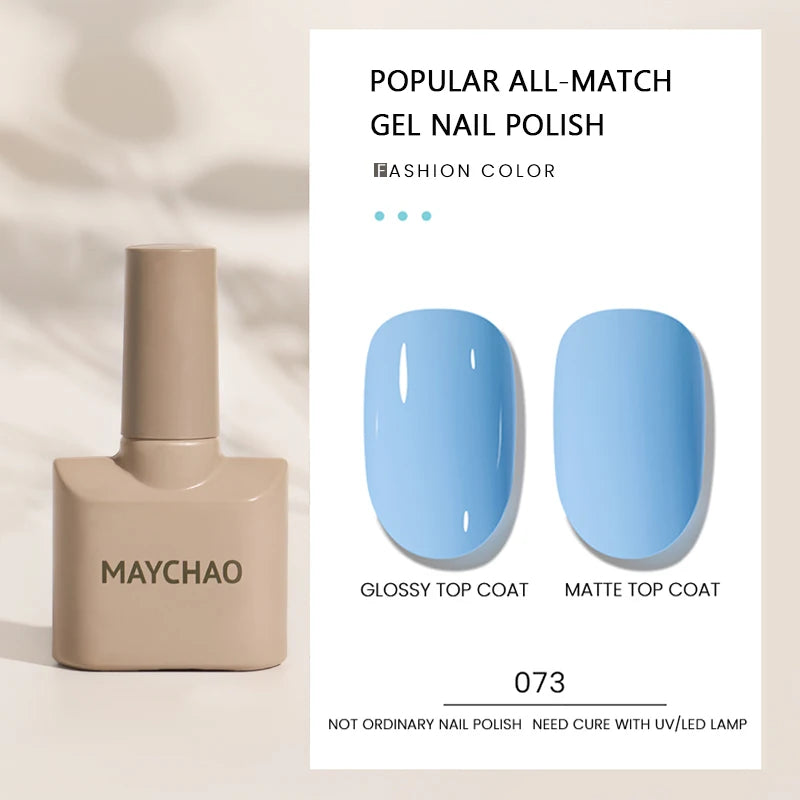 MAYCHAO Gel Nail Polish 12ML Full Coverage Base Top Coat Soak Off Gel Polish UV LED Gel Semi Permanent Varnishes Design Nail Art