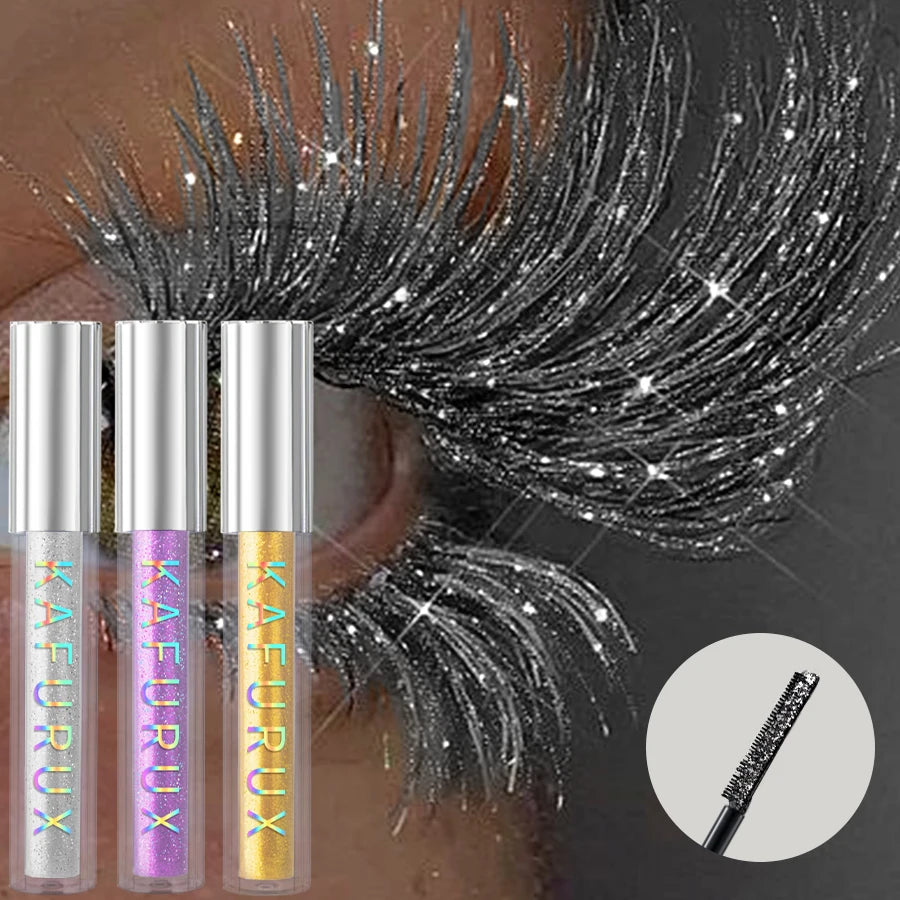 1pc Diamond Shine Waterproof Volume Curl Mascara Glitter Snow Effect,Smudge-proof Eye Makeup for All Skin Types Women Cosmetics