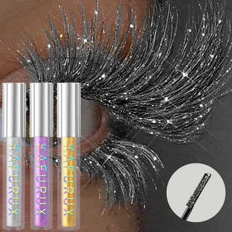 1pc Diamond Shine Waterproof Volume Curl Mascara Glitter Snow Effect,Smudge-proof Eye Makeup for All Skin Types Women Cosmetics