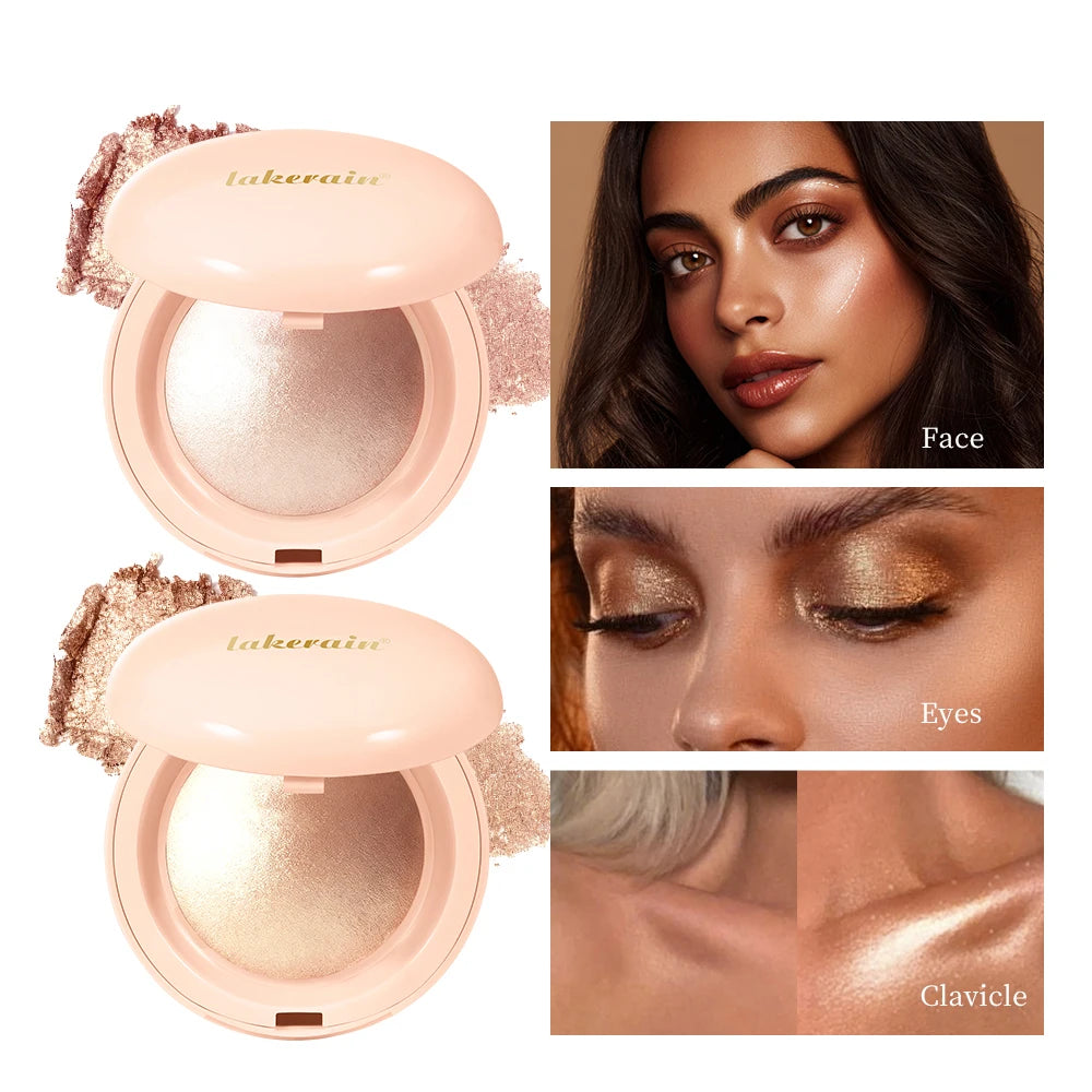 Face Highlighter Powder Instant Silky Skin Glow Long Lasting Waterproof Baked Shimmer Illuminator Makeup Contouring Glitter