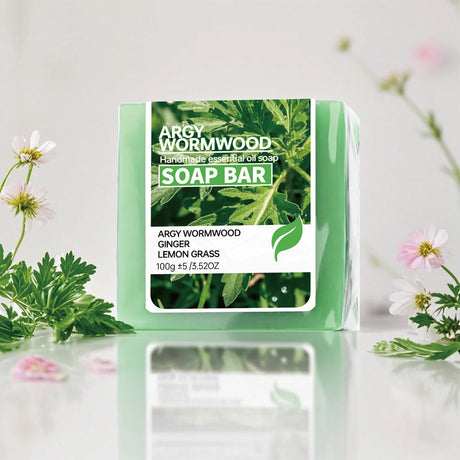 Wormwood herb essential oil soap, natural organic wormwood extract essence, facial cleansing soap, brighten skin color, nourish