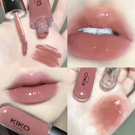 Kiko Double Headed Lipstick Transparent Mirror Non Fading Non Stick Cup Lip Gloss Milk Tea Bean Paste Naked Nature Lip Makeup