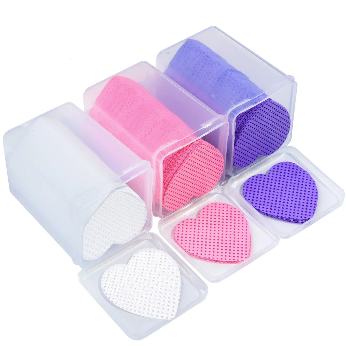200Pcs Lint Free Nail Wipes Nail Polish Remover Cotton Pad, Heart Shape UV Gel Makeup Cleaning Tools