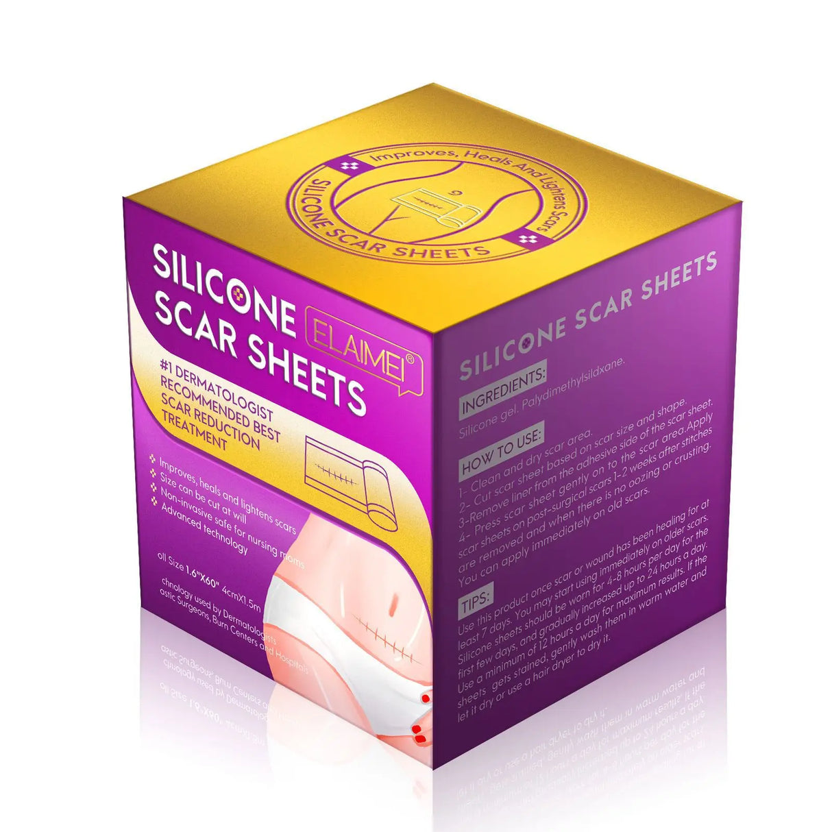 1 Roll Invisible Silicone Scar Sheets , 4cm X 150/300cm Self-Adhesive Scar Cover Tape Reusable and Effective Skin Care Strips