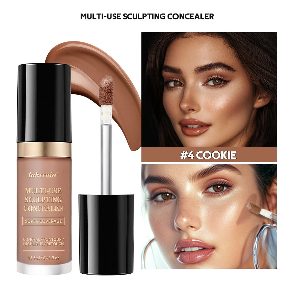 Super Coverage Concealer Multi-Use Cream Oil Free Highlight Covers Dark Circles Long-lasting Natural Matte Finish Long Wear Make