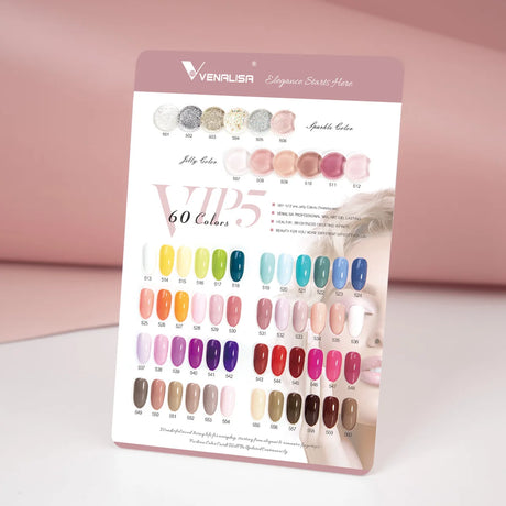VIP5 Venalisa Nail Gel Polish Jelly Color HEMA/TPO FREE Nude Pink Semi Permanent Soak Off UVLED Gel Polish Sparkle Gel Varnish