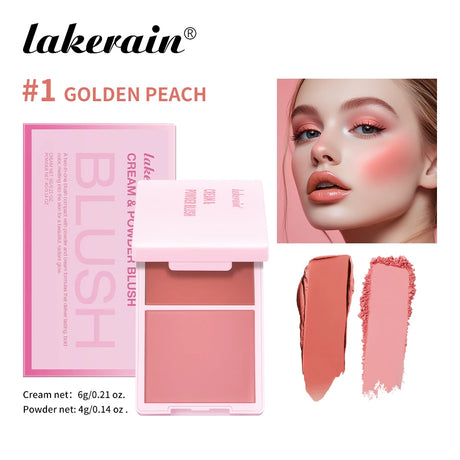 Cream&Powder Blush Palette Natural Long-lasting High Pigment Blush Makeup Contour Powder Beauty Peach Pink Korean Makeup Blush