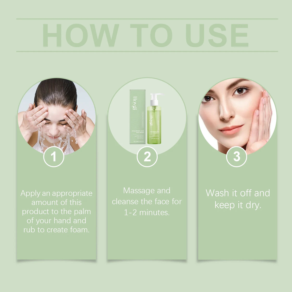 HOYGI Hyaluronic Acid Cleanser Oil Control Blackhead Remover Facial Skin Pore Cleansing Gel Brightening Exfoliating Face Wash