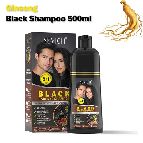 Rosemary Black Hair Dye Shampoo 500ml Diy Herbal Coloring Hairs Instant Gray To Black Instant Coloring Shampoo For Women&Men