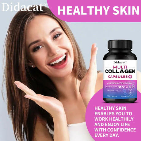 Multi Collagen Capsules with Hyaluronic Acid & Vitamin C, Support Cardiovascular, Skin Hair Nail Joint Bone & Digestive Wellness