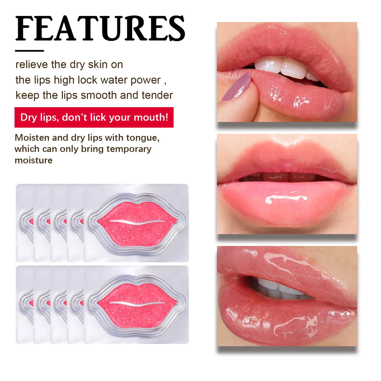 10Pcs Marine Collagen Lip Mask Nourishing Lip Care Moisture Fruits Essence Firming Moisturizing Labial Gel Patch Lips Pad Patche