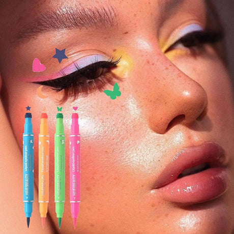 Dual-Ended Color Pattern Stamp Eyeliner, Waterproof