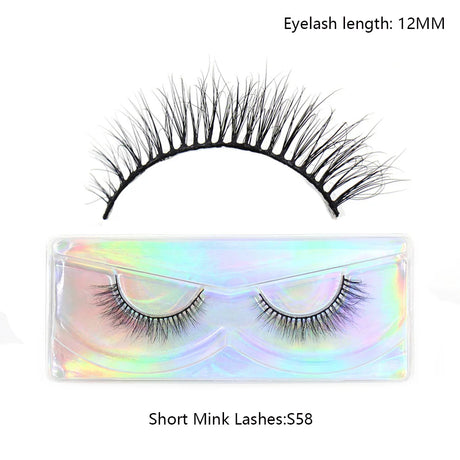LEHUAMAO 12mm-15mm Short Natural 3D Mink Lashes Fluffy Wispy False Eyelashes 100% Cruelty Free Eyelash Extensio Face Makeup