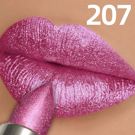 Metallic Glitter Lipstick 3 Color Waterproof Lip Balm Red Long Last Lip Tint Matte Lip Makeup Gifts Shiny Lip Gloss Cosmetic