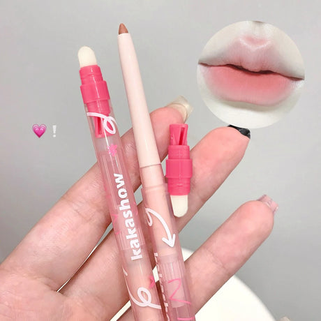 1pc Nude Brown Matte Lipliner Pencil with Brush Waterproof 3D Lip Liner Plumping Tint Contouring Milk Peach Lipstick Pen Makeup