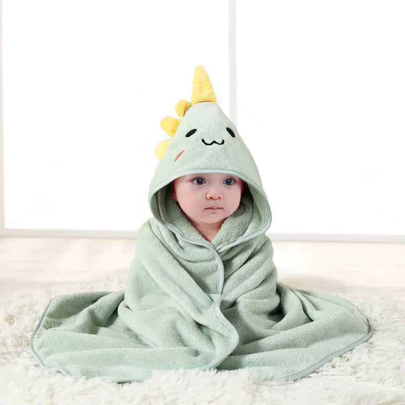 PANGDUBE Baby Hooded Towel Cartoon Animal Coral Velvet Fast Absorbent Soft Newborn Toddler Bathrobe Swaddle Wrap Kids Gift