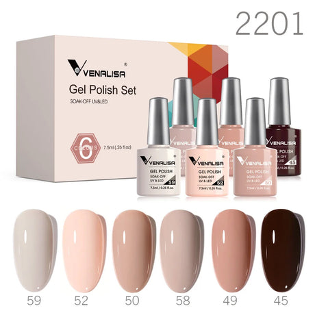 Venalisa Color Nail Gel Polish Kit Jelly Pink Semi-transparent HEMA FREE Self Leveling Nude Natural Pink Nail Manicure Set