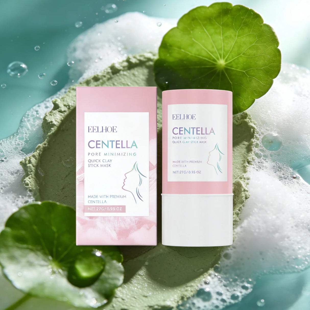 Centella Asiatica Facial Clay Mask Stick Pore Minimizer Oil Control Smooth Skin Brightening Refreshing Blackhead Remover Mask