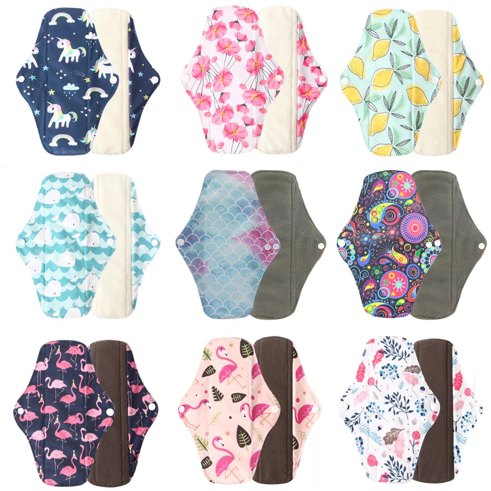 Ohbabyka 5pcs Washable Sanitary Towel Cloth Reusable Menstrual Pads Super-Absorbent Soft and Comfortable Bamboo Sanitary Pads