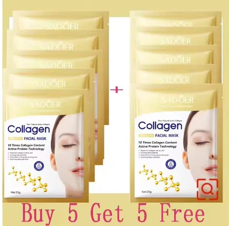 10pcs Korean Collagen Anti Wrinkle Facial Mask Fade Fine Lines Anti Aging Firm Skin Moisturizing Brightening Skincare Mask