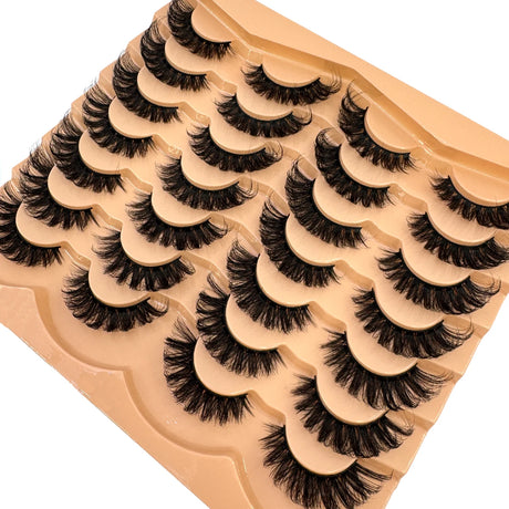 AMSDCN 14 Pairs 3D Lashes Fluffy False Eyelashes Thick Volume Cat-Eye Faux Lashes Natural Long Wispy Lashes extension Pack