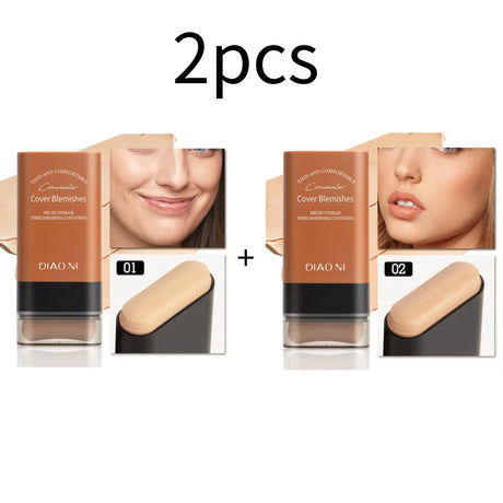 YOUNG VISION Face Contour Highlighter Stick, Dual-Ended Cream Concealer Shading Stick for Nose, Collarbone, Natural 3D Makeup