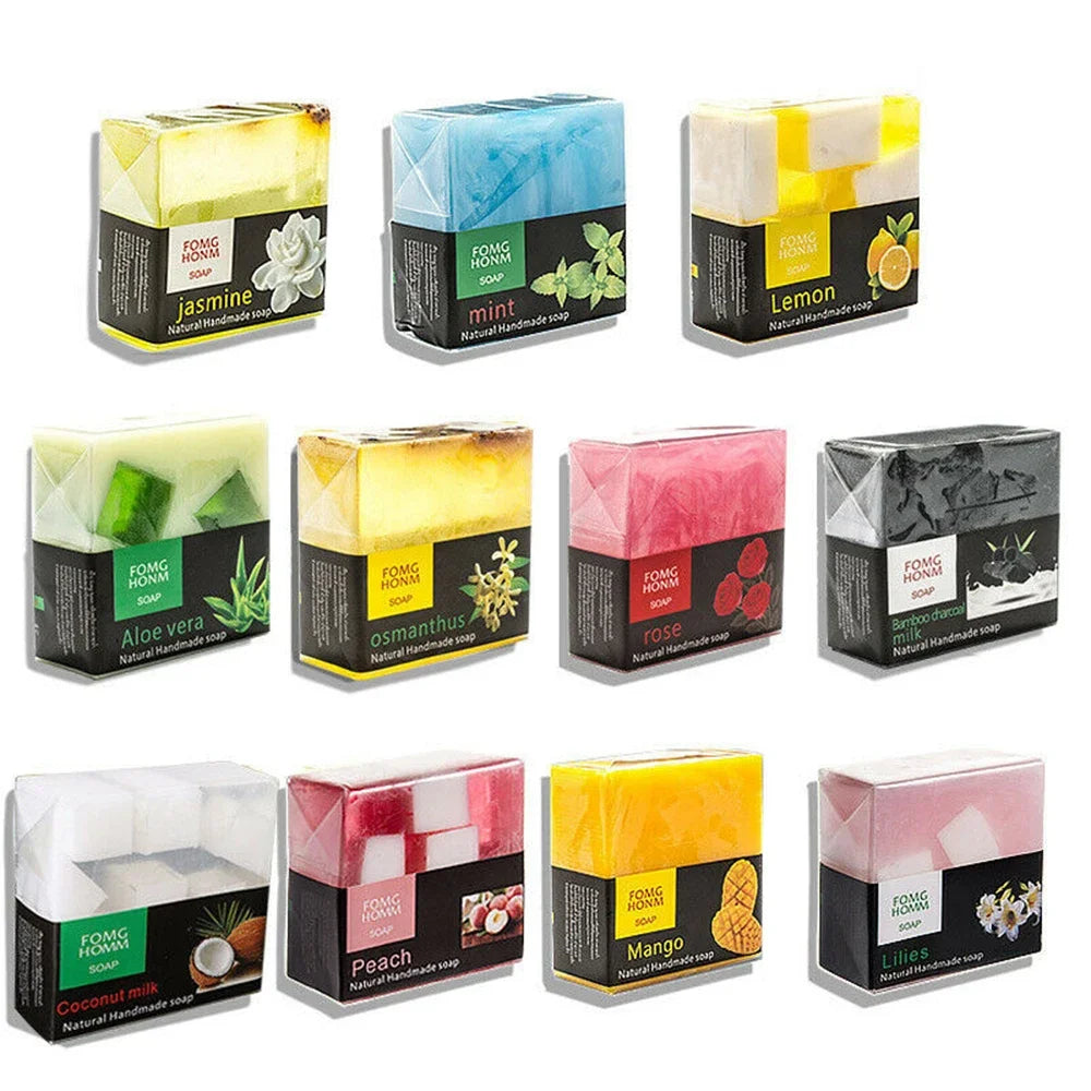 3pcs Thailand Natural Fruit Soap Moisturizing Rose Bamboo Charcoal Hydrating Exfoliating Hand Washing Cleansing Soap Bath Soap