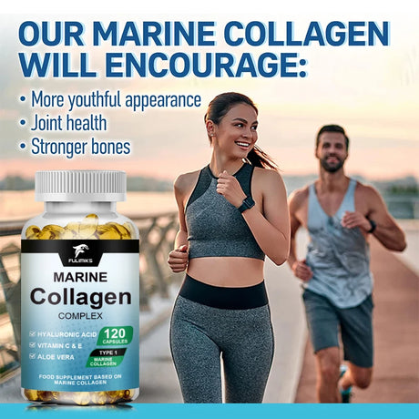 Advanced Marine Collagen Capsules, with Hyaluronic Acid, Aloe Vera & Zinc, Supports Skin Hydration, Hair Health & Vitality