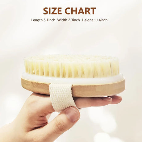Wet Dry Skin Body Brush Natural Pig Bristles Dry Skin Exfoliating Body Massage Cleaning SPA Tool For Cellulite Lymphatic Drainag