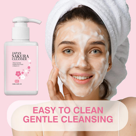 JAPAN SAKURA CLEANSER - Deep Pore Cleansing Cherry Blossom Cleanser for All Skin Types, Daily Morning & Night Skincare Routine