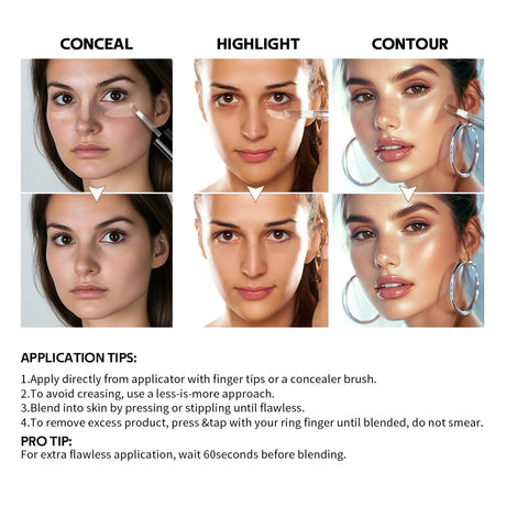 Super Coverage Concealer Multi-Use Cream Oil Free Highlight Covers Dark Circles Long-lasting Natural Matte Finish Long Wear Make