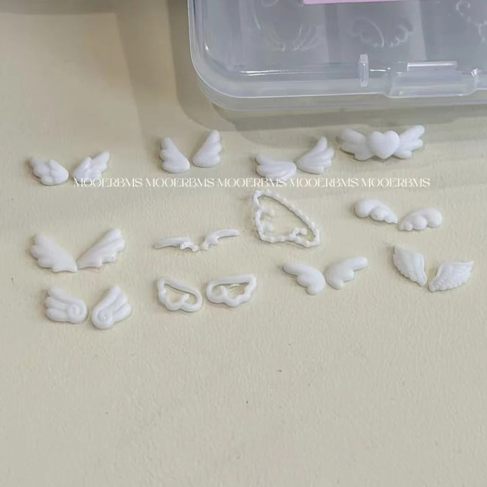 Cute Wings Nail Art Silicone Mold 3D Angel Wings Design Molds Reusable Clear Manicure Template DIY Charms Gel Wings Wedding