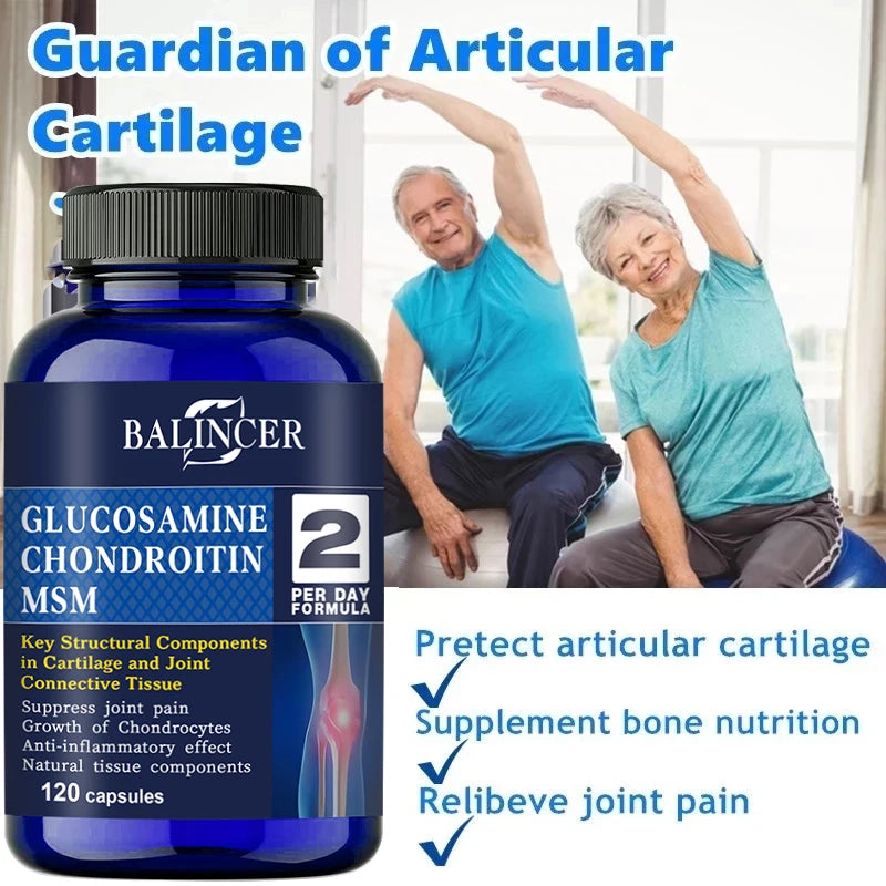 Glucosamine & Chondroitin & MSM 3-in-1 - Antioxidant, Joint Health Support, for Bone and Cartilage Health